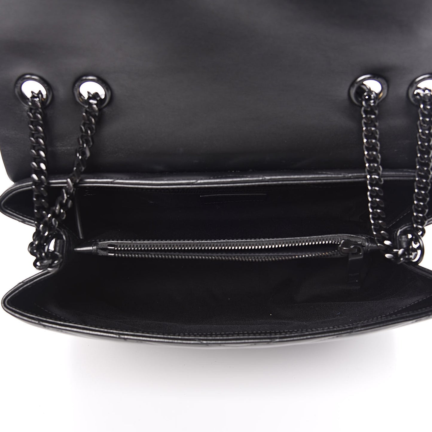 Calfskin Y Quilted Monogram Medium Loulou Chain Satchel Black