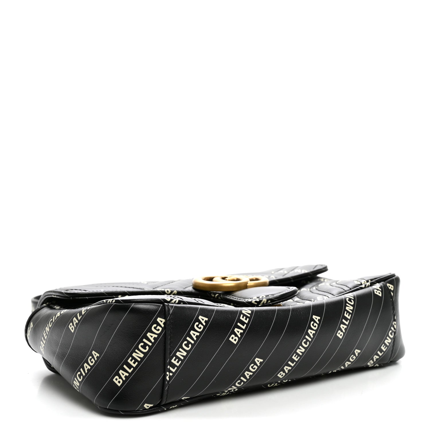 Gucci X BALENCIAGA Calfskin Matelasse Logo Print Small GG Marmont Shoulder Bag Black 4 of 10