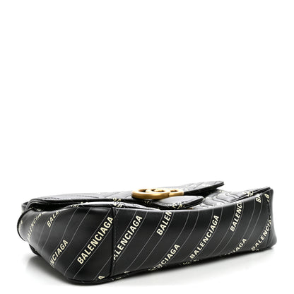 Gucci X BALENCIAGA Calfskin Matelasse Logo Print Small GG Marmont Shoulder Bag Black 4 of 10