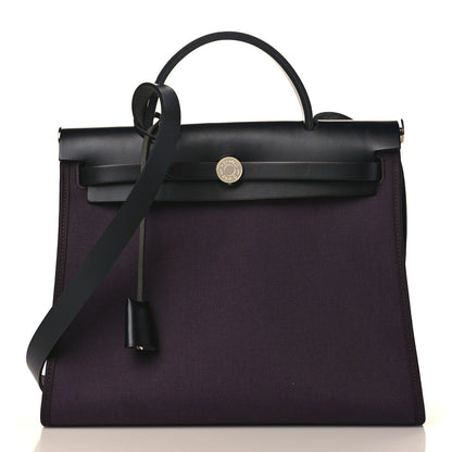 Hermes Military Toile Vache Hunter Herbag Zip 31 PM Prune 2 of 10