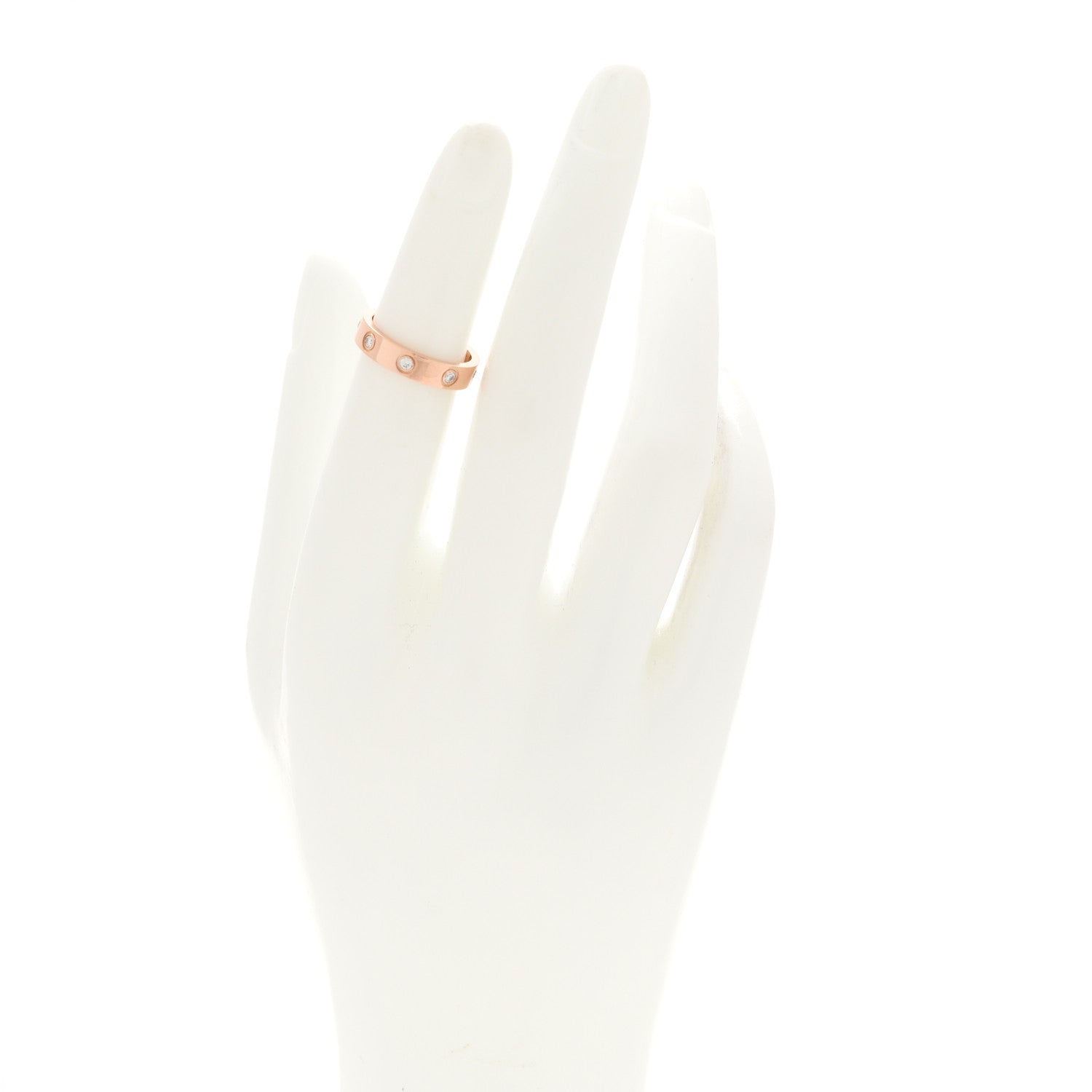 Cartier 18K Pink Gold 8 Diamond 4mm LOVE Wedding Band Ring 47 4.25 2 of 4