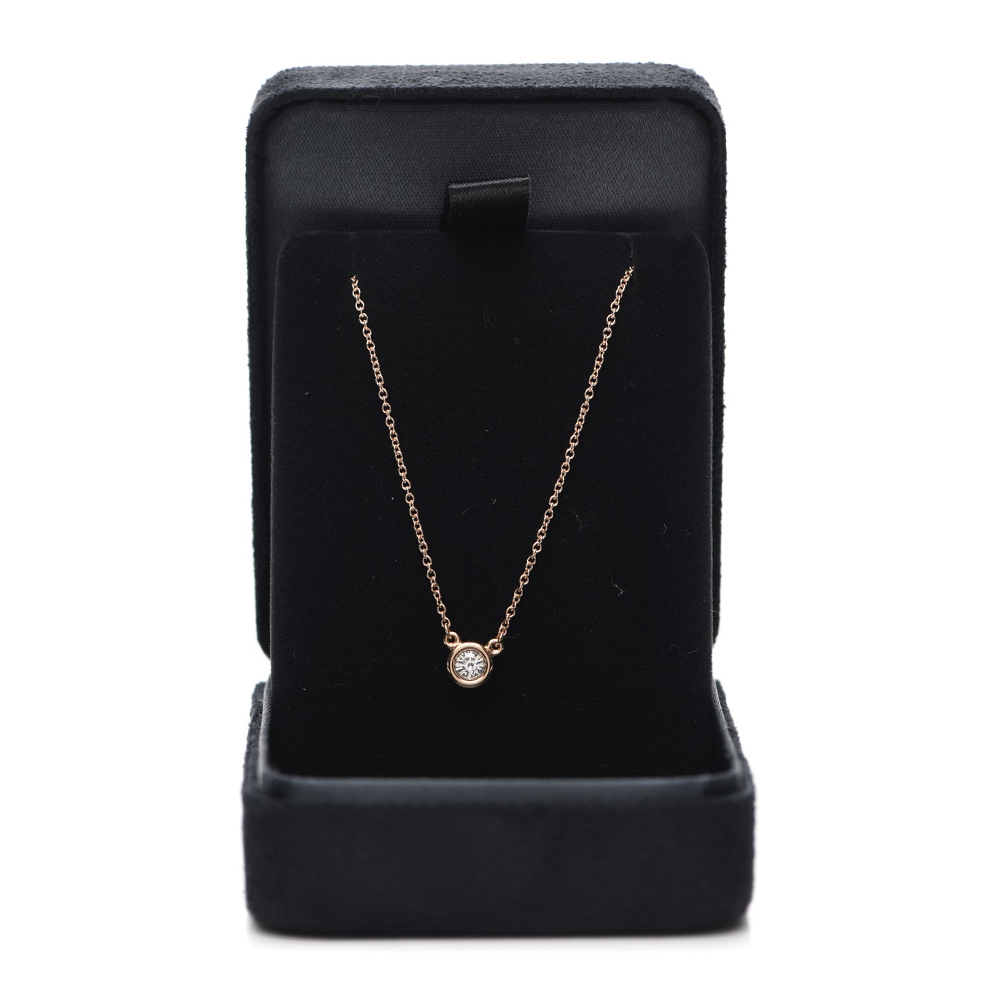 18K Rose Gold Diamond .17ct Elsa Peretti Diamonds by the Yard Pendant Necklace
