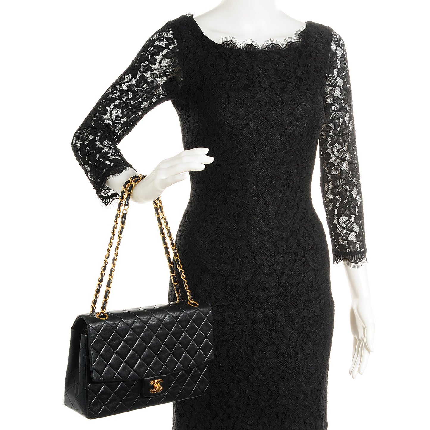Lambskin Medium Single Flap Black