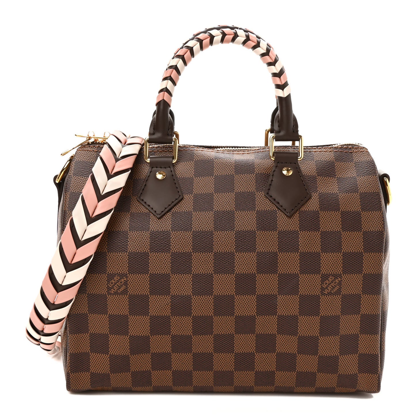 Damier Ebene Braided Speedy Bandouliere 25 Pink