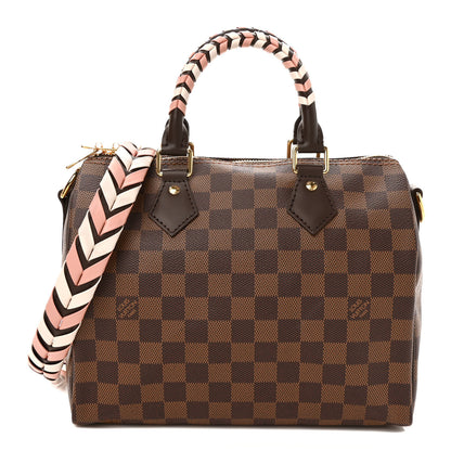 Louis Vuitton Damier Ebene Braided Speedy Bandouliere 25 Pink 1 of 8