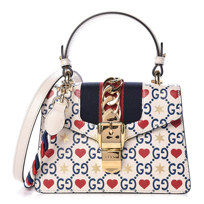 Gucci Calfskin Valentine's Day Exclusive Mini Sylvie Top Handle Bag Ivory 1 of 11
