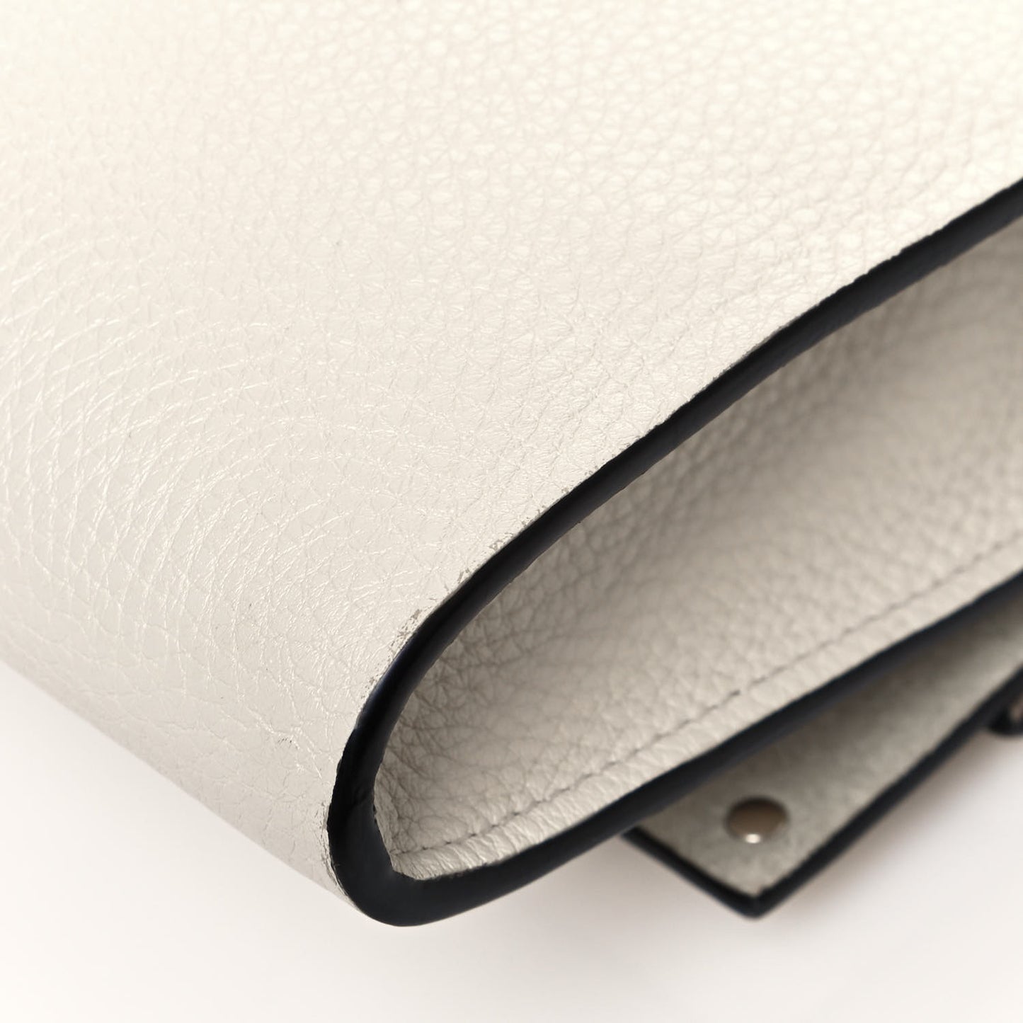 Pebbled Calfskin Rockstud Double Flap Crossbody Bag White