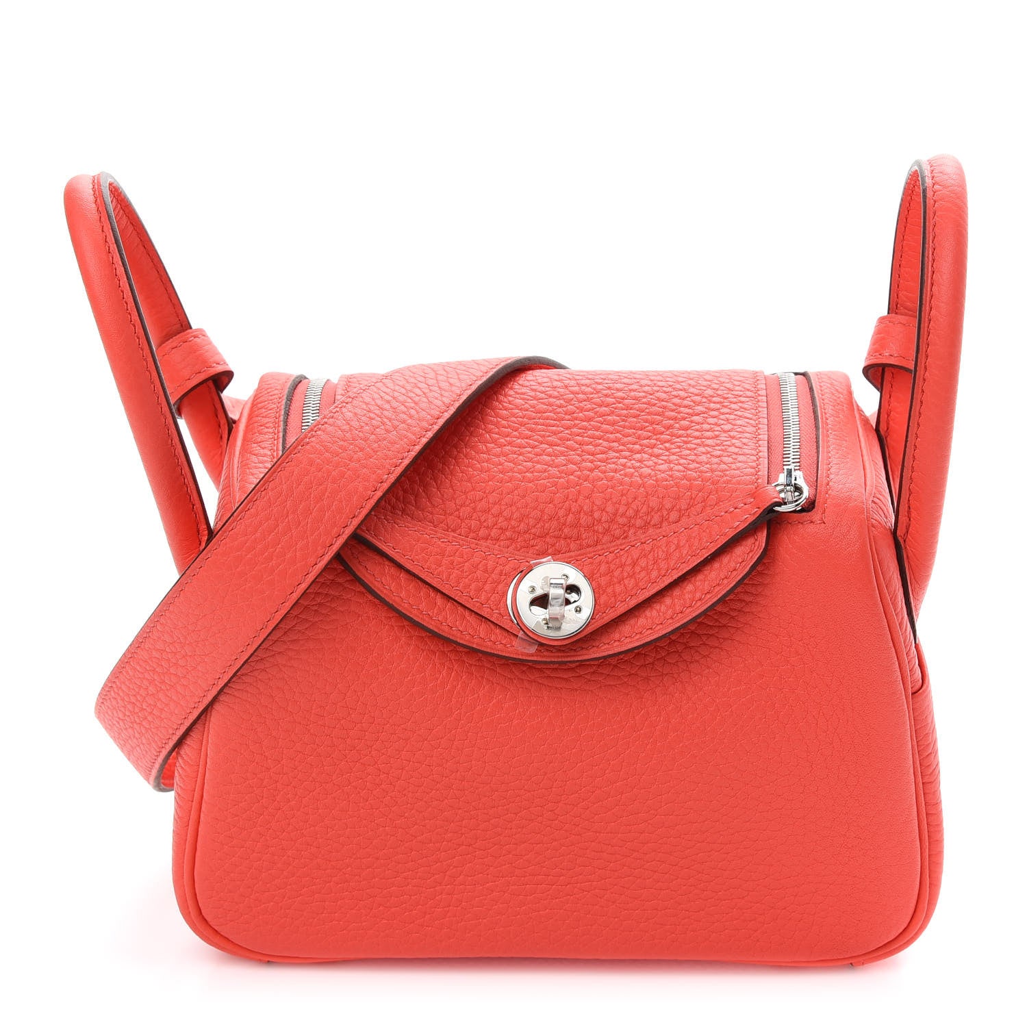 Hermes Taurillon Clemence Mini Lindy 20 Rose Texas 1 of 9