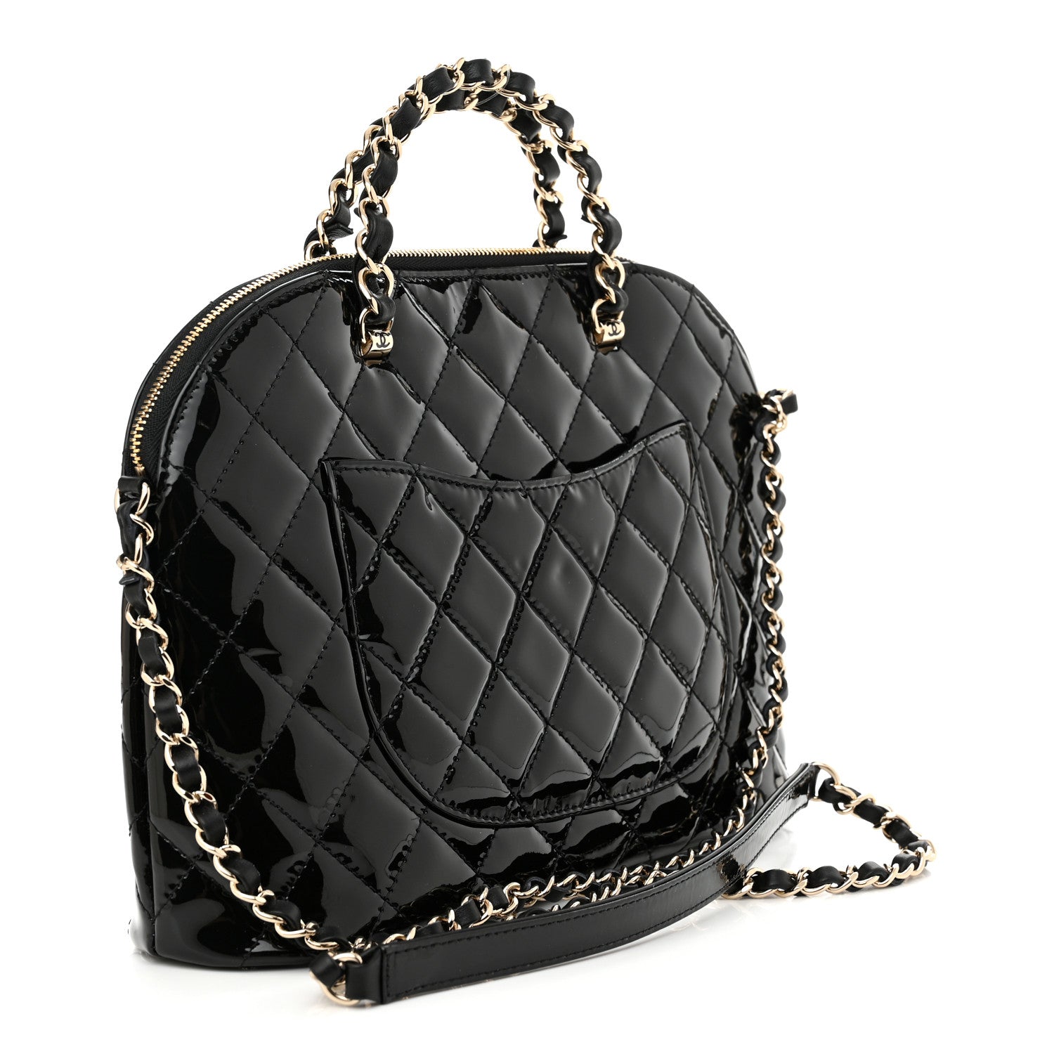 Chanel Patent Quilted Shiny Coco Small Shopping Bag Black 3 of 11