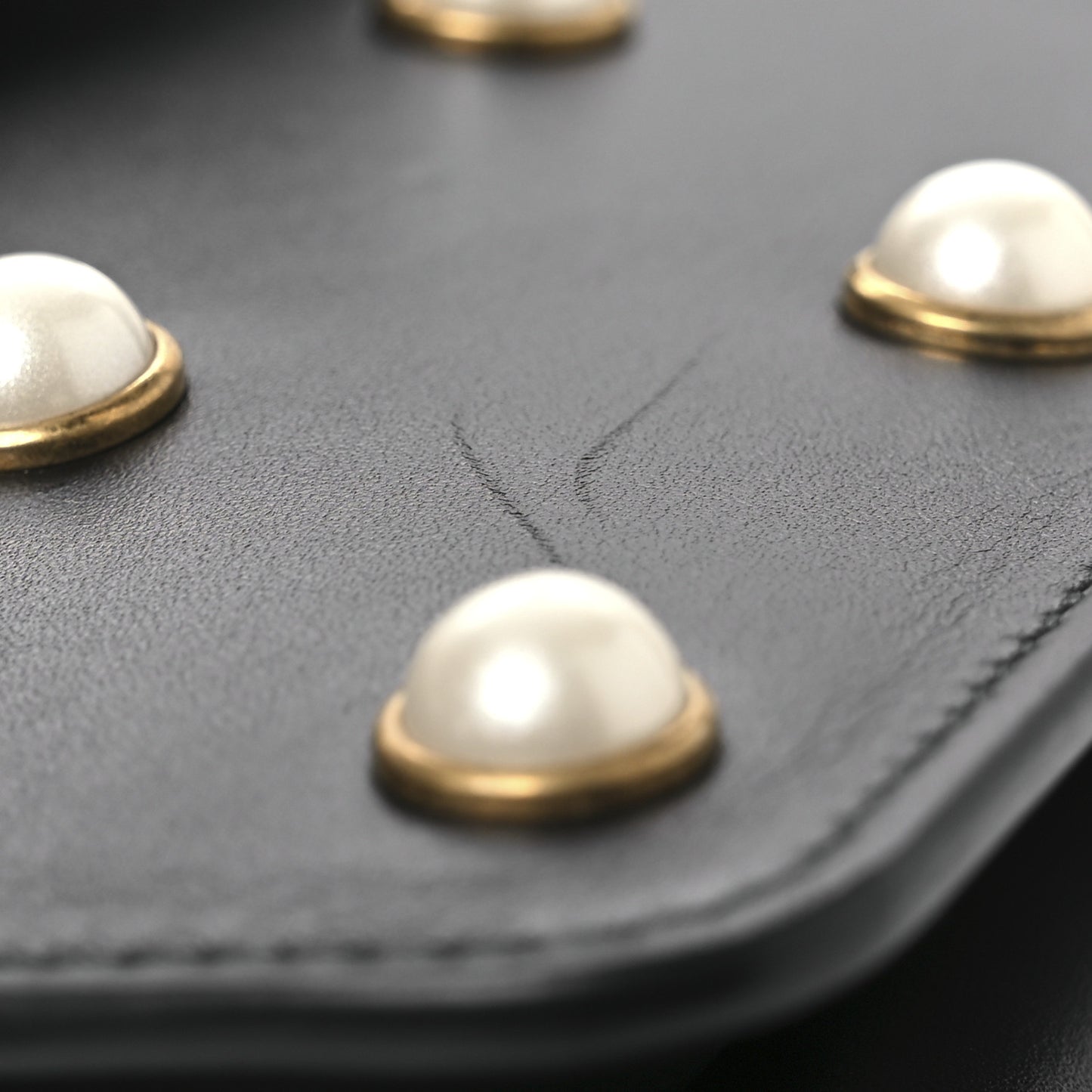 Nappa Pearl Studded Mini Queen Margaret Broadway Shoulder Bag Black