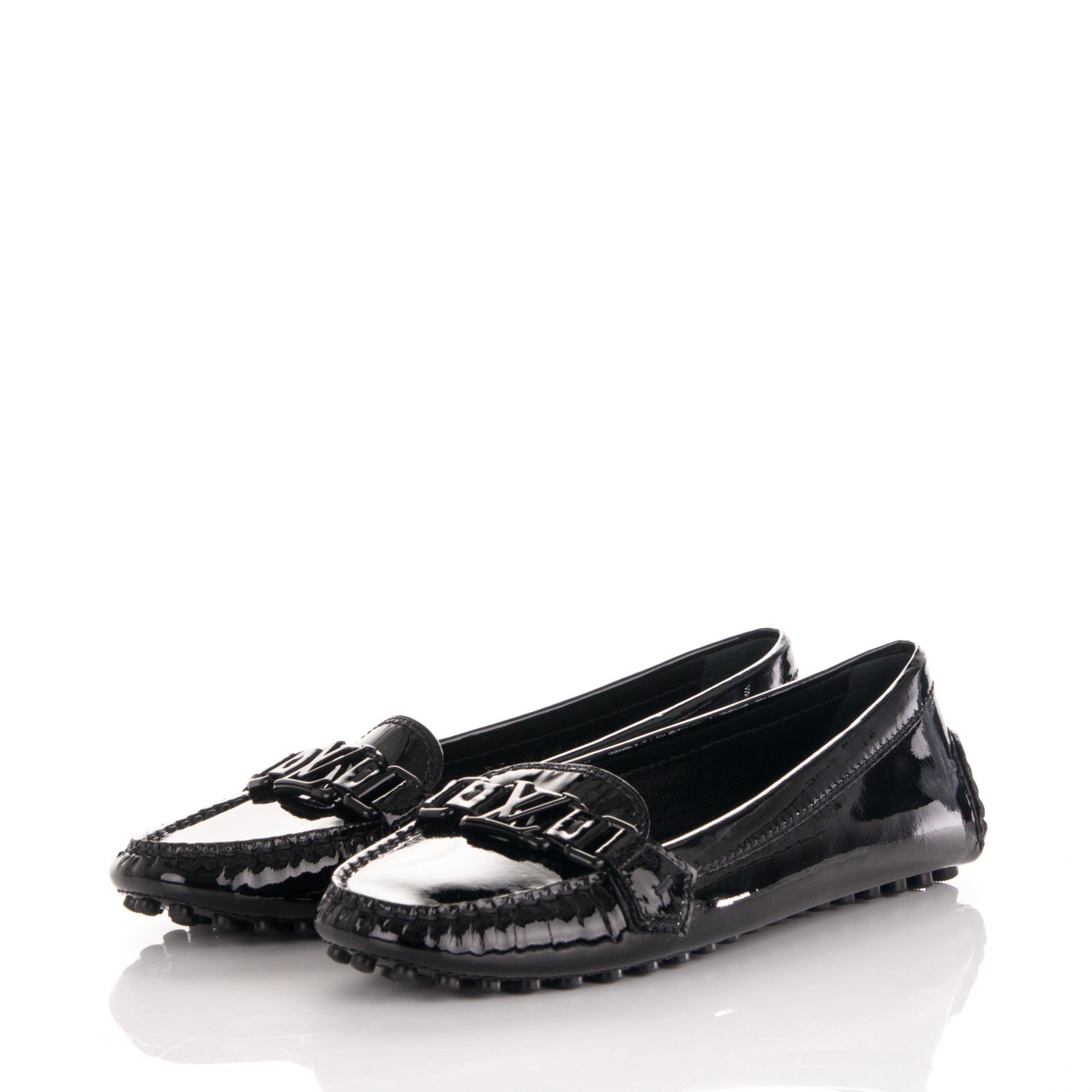 Louis Vuitton Patent Calfskin Oxford Loafers 37 Black 3 of 7