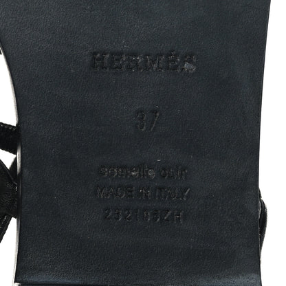 Hermes Calfskin Kalliste Sandals 37 Black 7 of 8