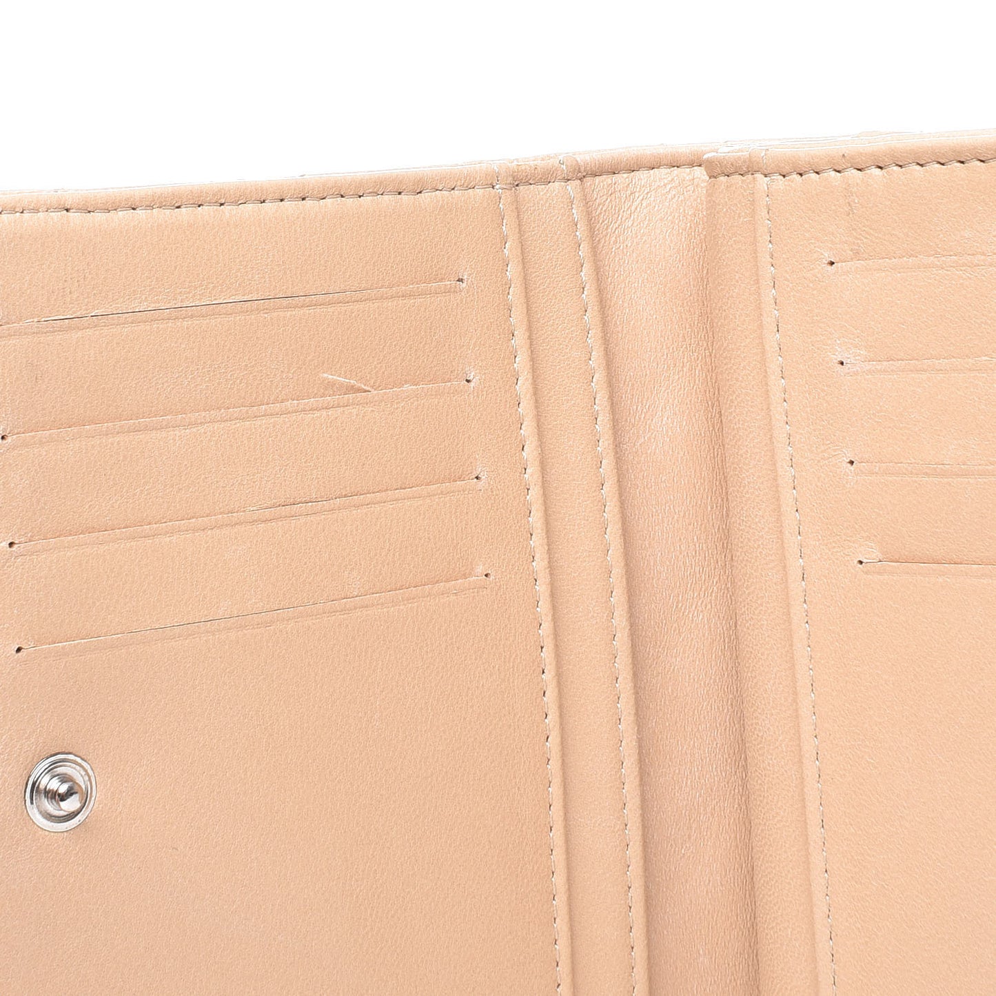 Lambskin Quilted Compact Wallet Beige