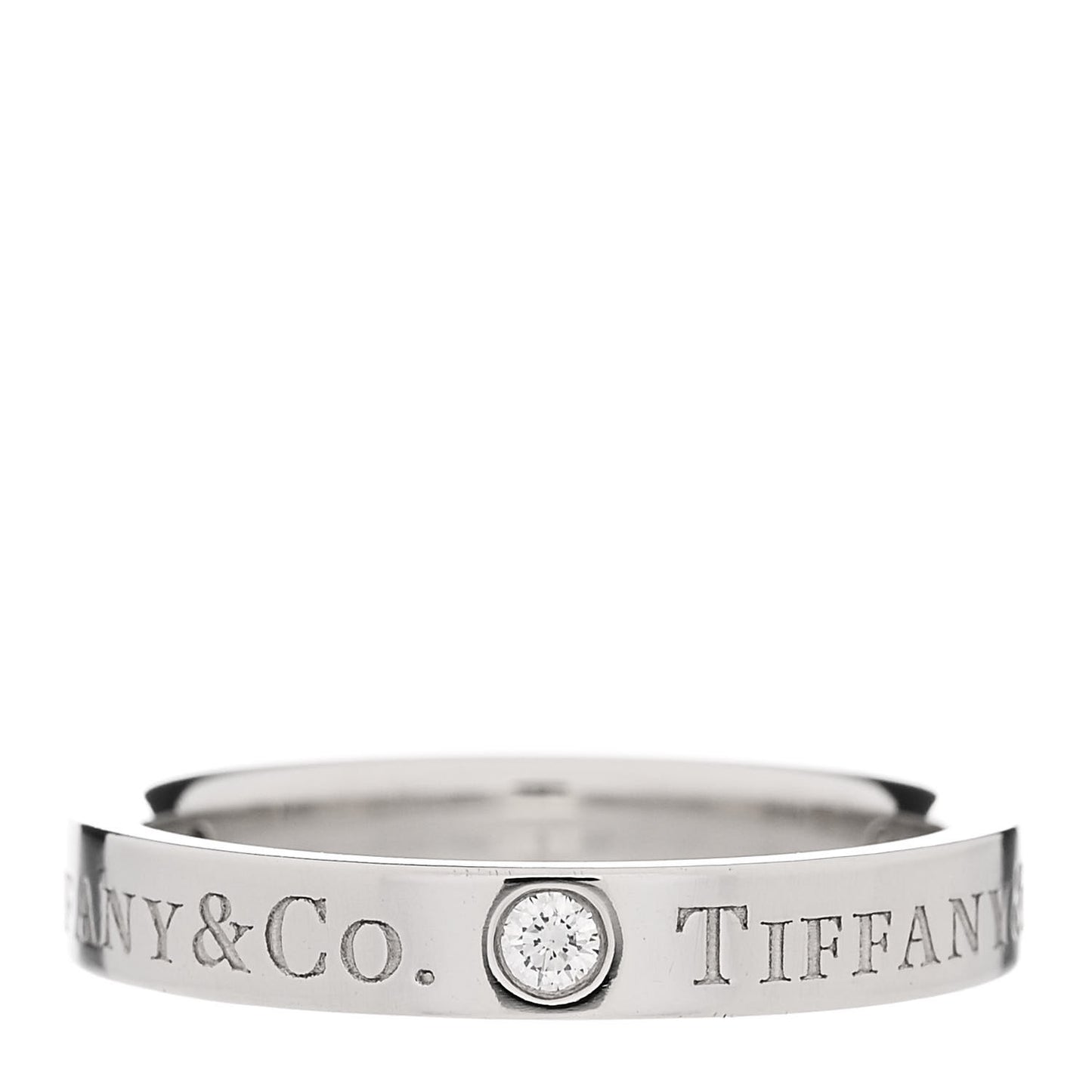 Platinum Diamond Logo Band Ring 49 5