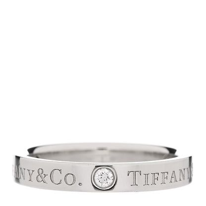 Tiffany Platinum Diamond Logo Band Ring 49 5 1 of 4