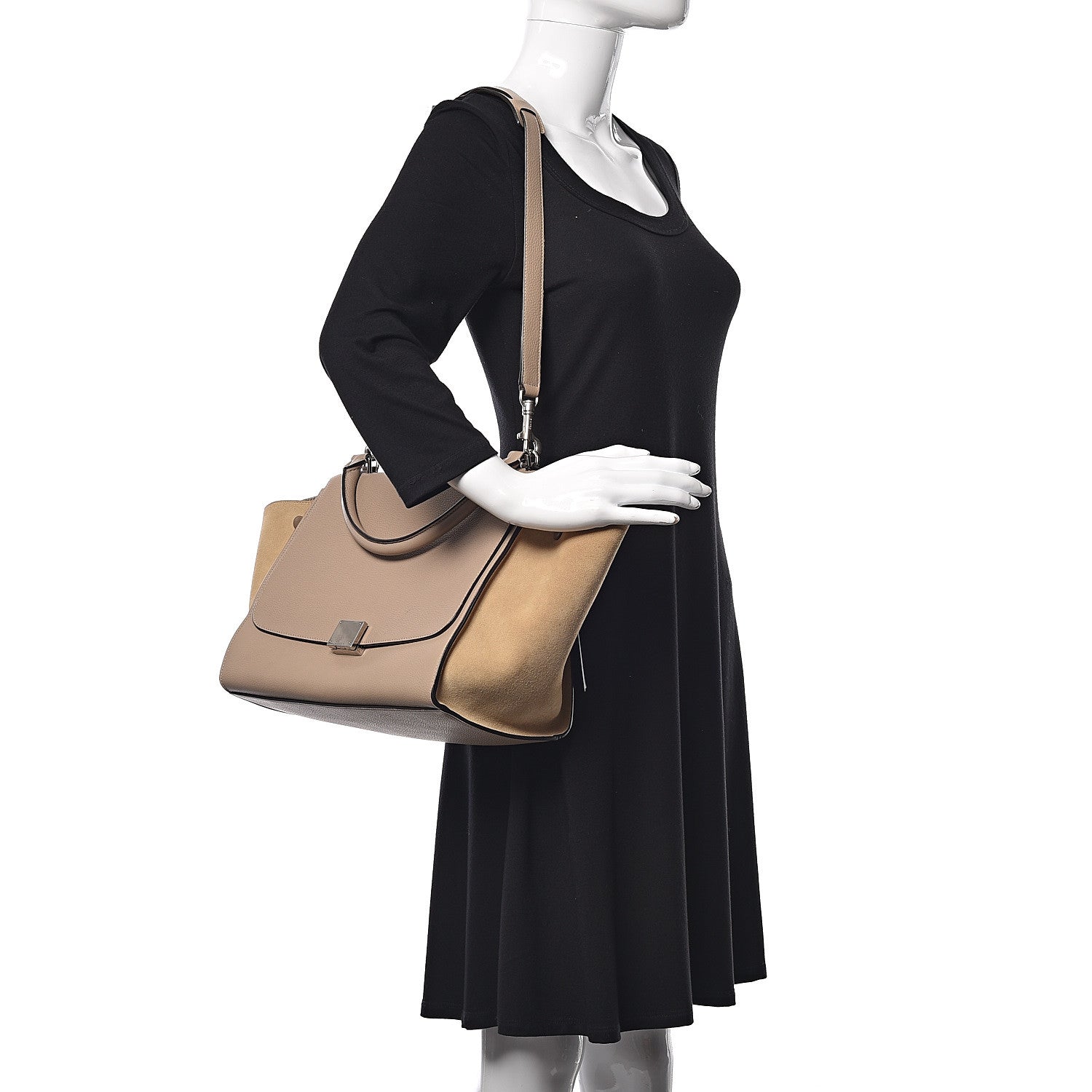 Celine Drummed Calfskin Suede Medium Trapeze Dune 3 of 10