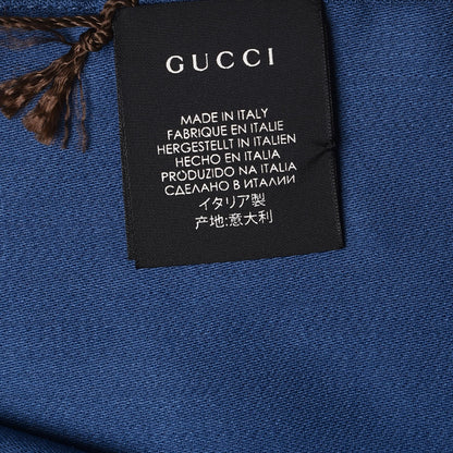 Gucci Wool Silk GG Monogram GGNat Scarf Blue 4 of 6