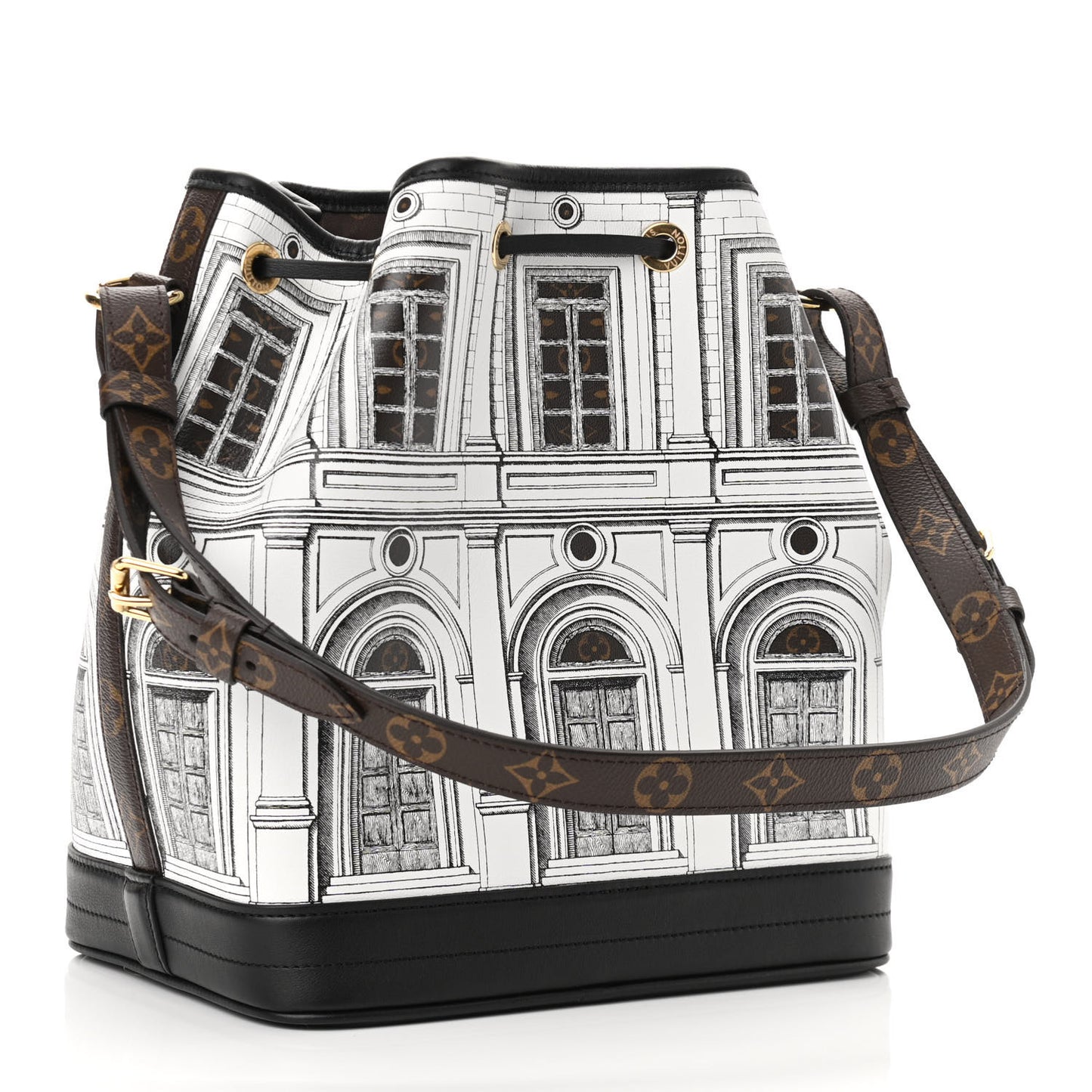 X FORNASETTI Calfskin Architettura Noe MM Black White