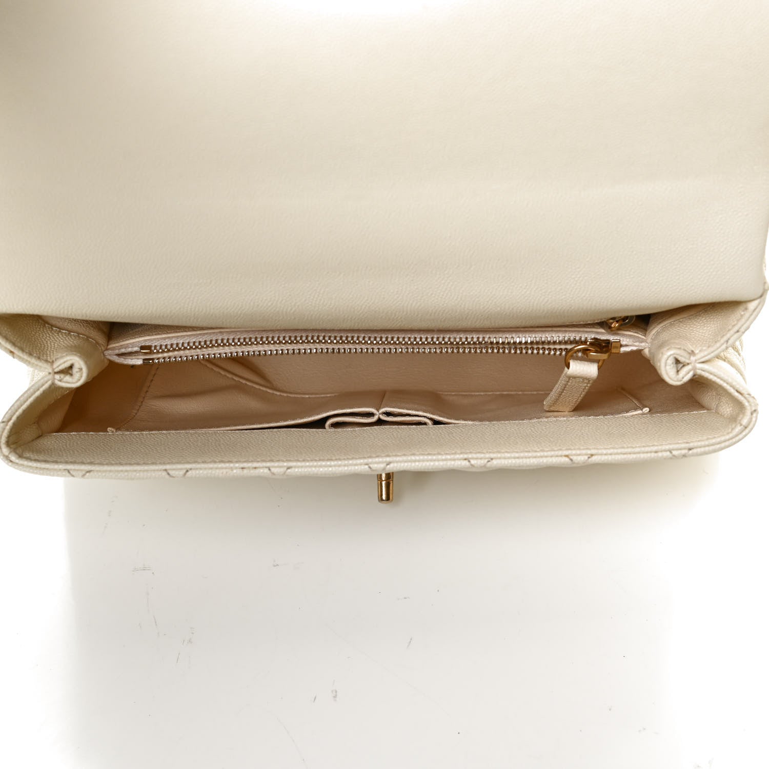 Chanel Caviar Elaphe Quilted Small Coco Handle Flap Ivory 5 of 11