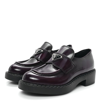 Prada Spazzolato Metal Triangle Logo 50mm Loafers 35 Cordovan 4 of 9