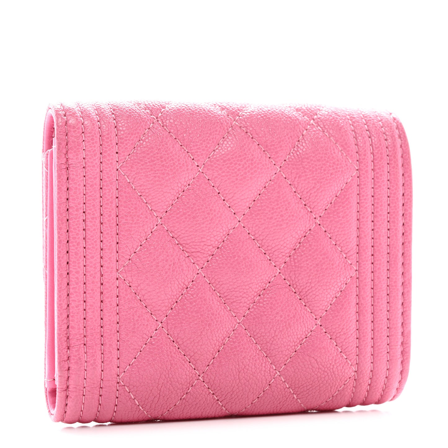 Caviar Quilted Compact Boy Wallet Pink