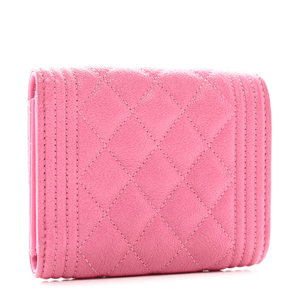 Chanel Caviar Quilted Compact Boy Wallet Pink 3 of 8