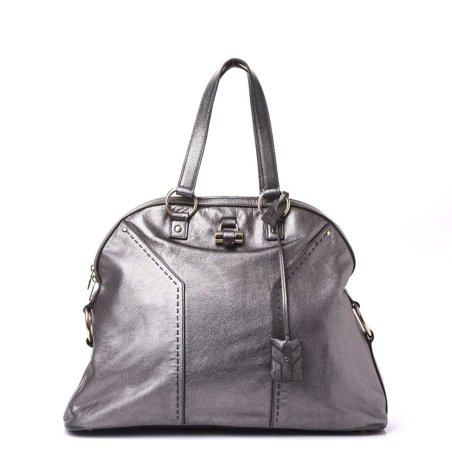 Metallic Calfskin Oversized Muse Silver