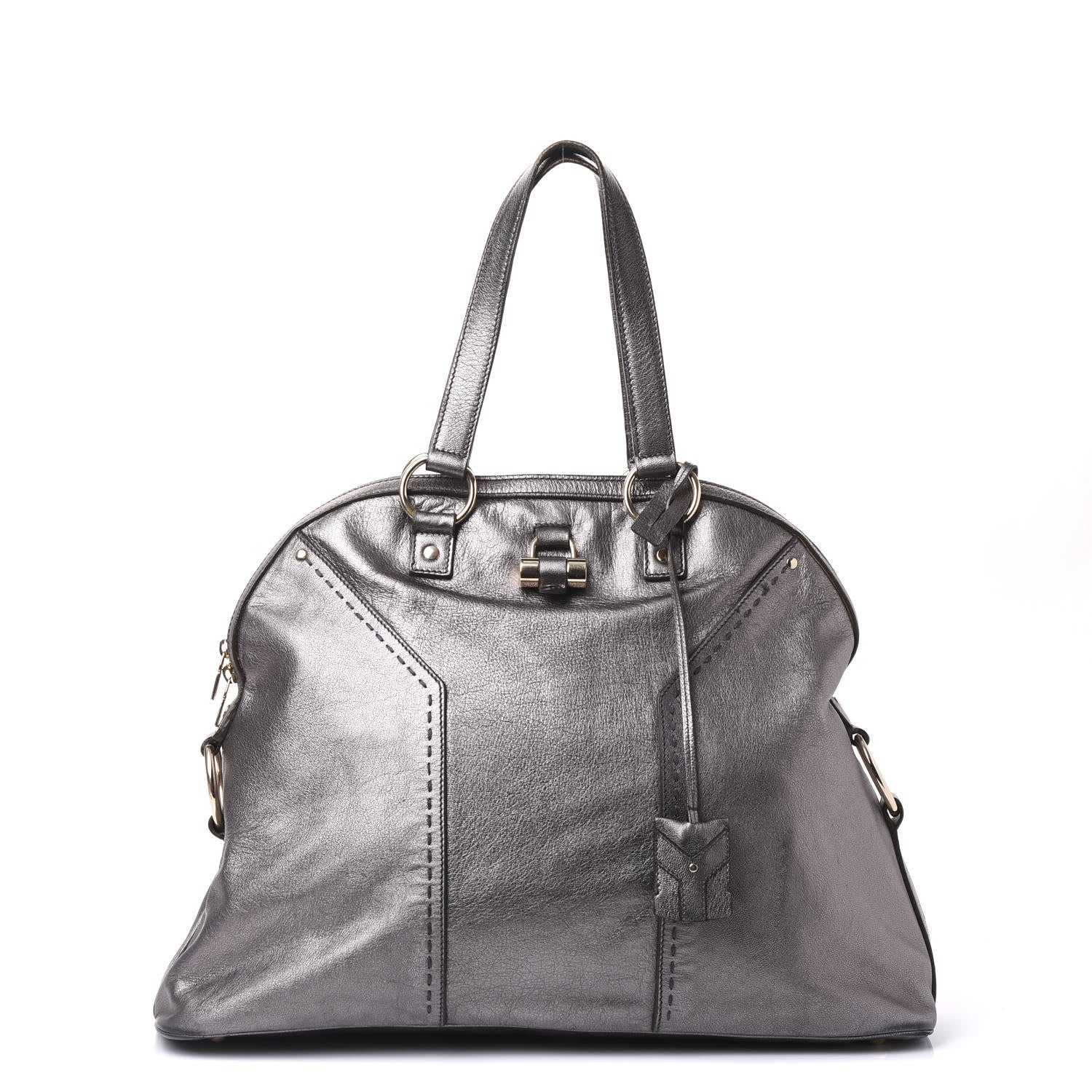 Saint Laurent Metallic Calfskin Oversized Muse Silver 1 of 12