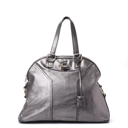 Saint Laurent Metallic Calfskin Oversized Muse Silver 1 of 12