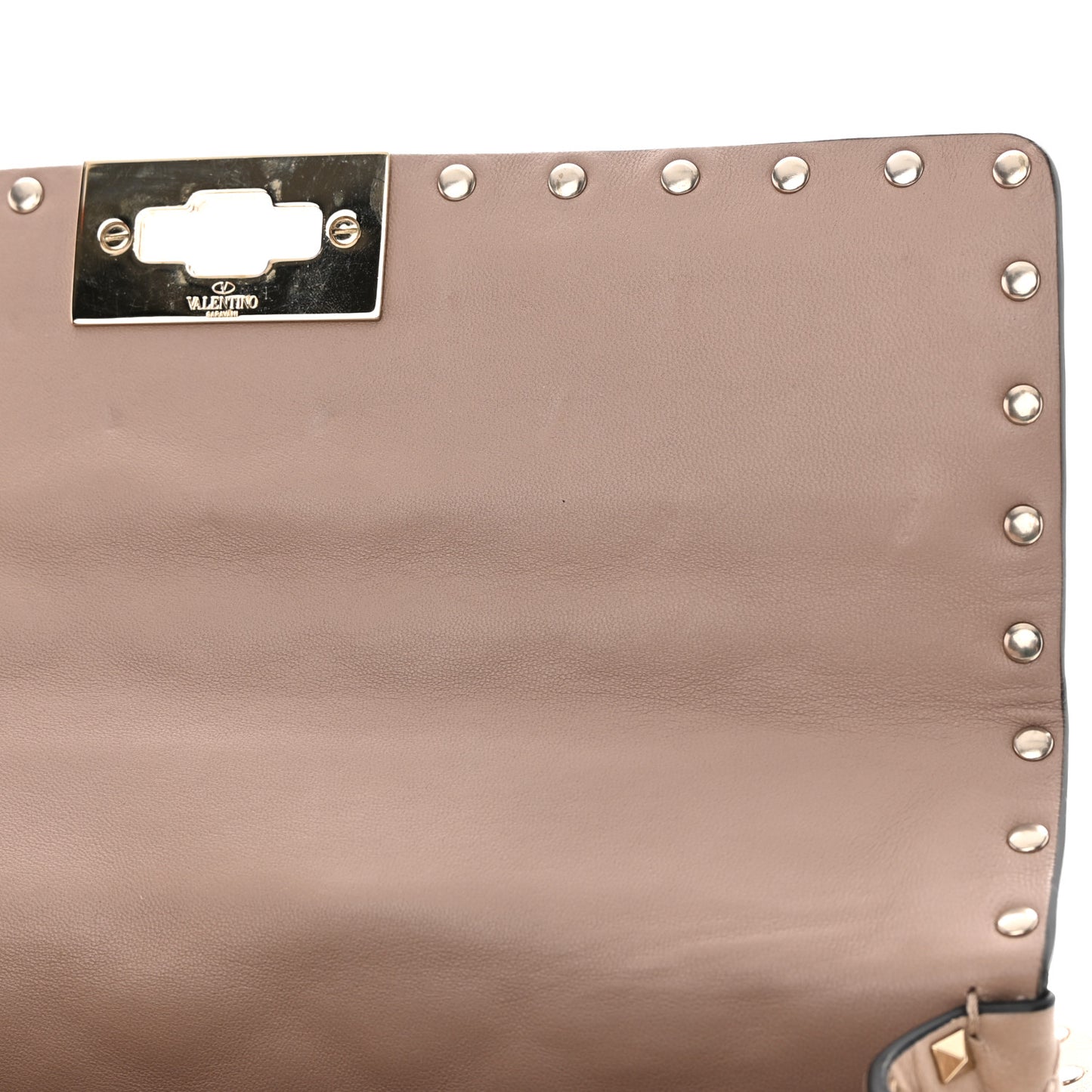 Lambskin Medium Rockstud Spike Shoulder Bag Poudre