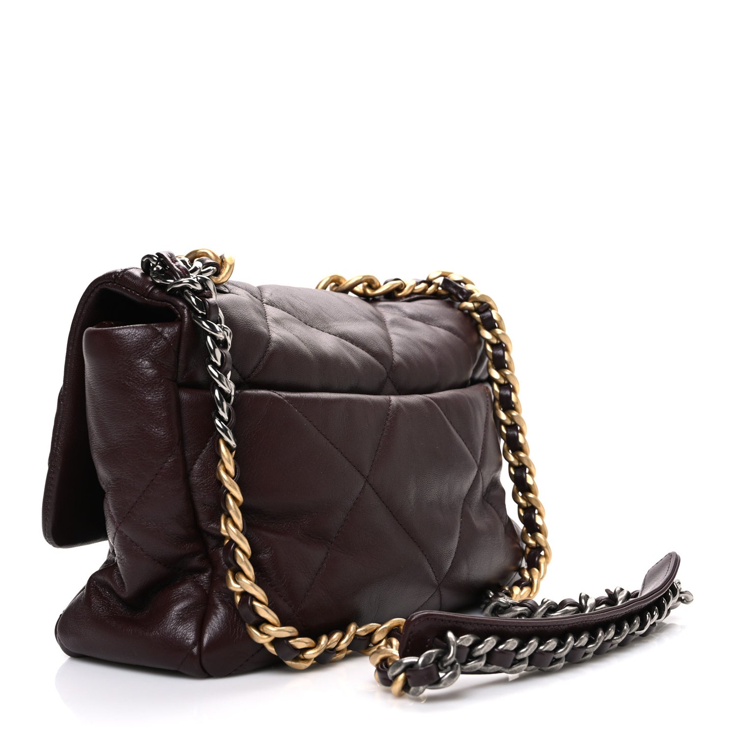 Goatskin Quilted Large Chanel 19 Flap Puple