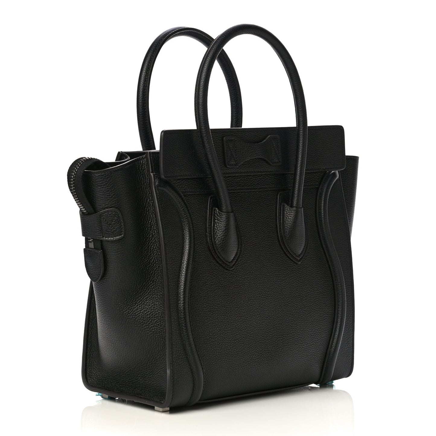 Drummed Calfskin Micro Luggage Black
