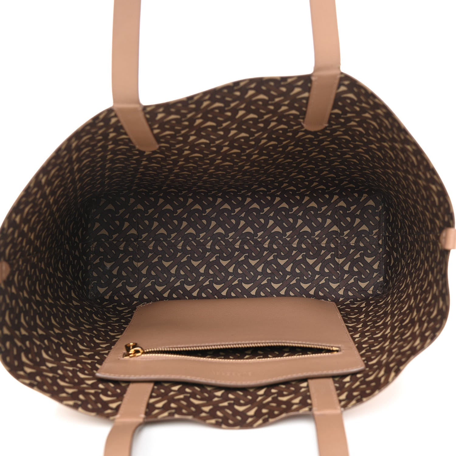 Burberry Calfskin TB Motif Embossed Medium Tote Camel 5 of 13