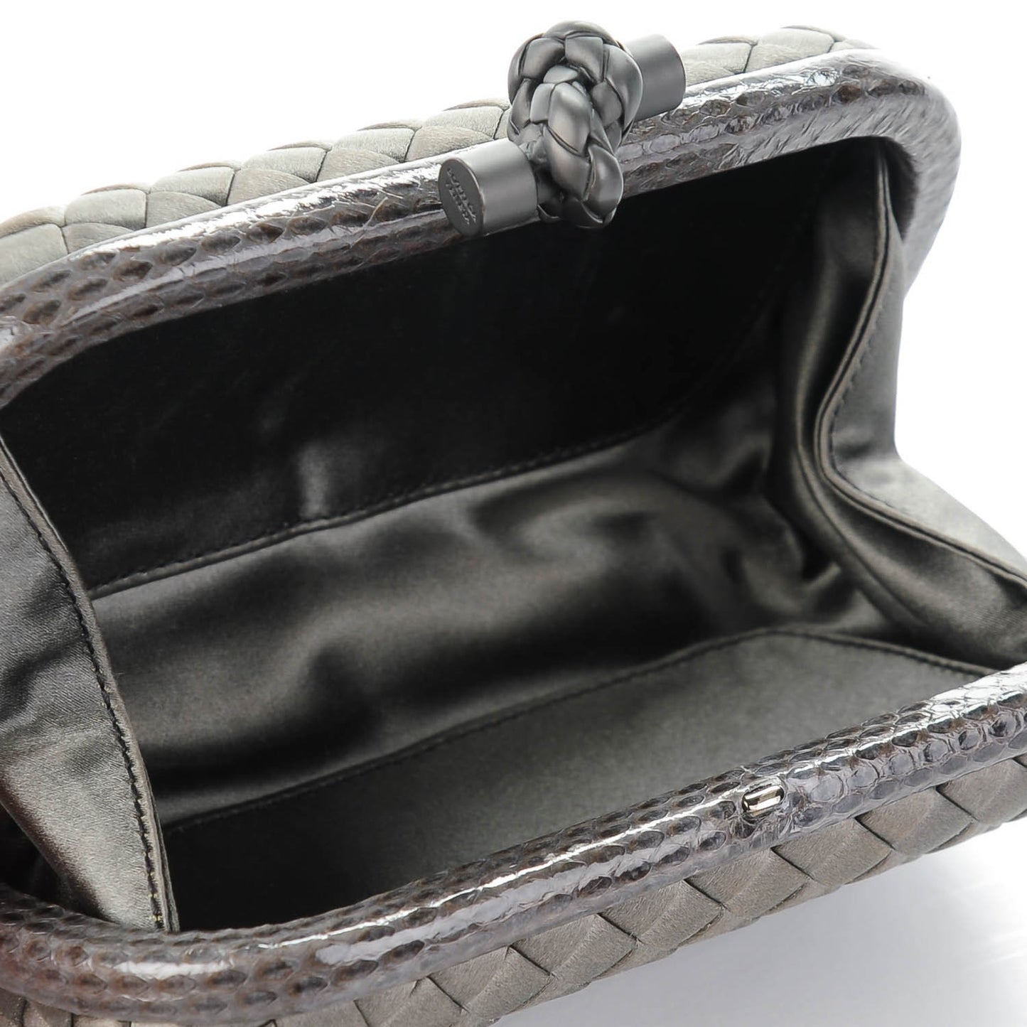 Satin Intreccio Impero Ayers Knot Clutch Ardoise