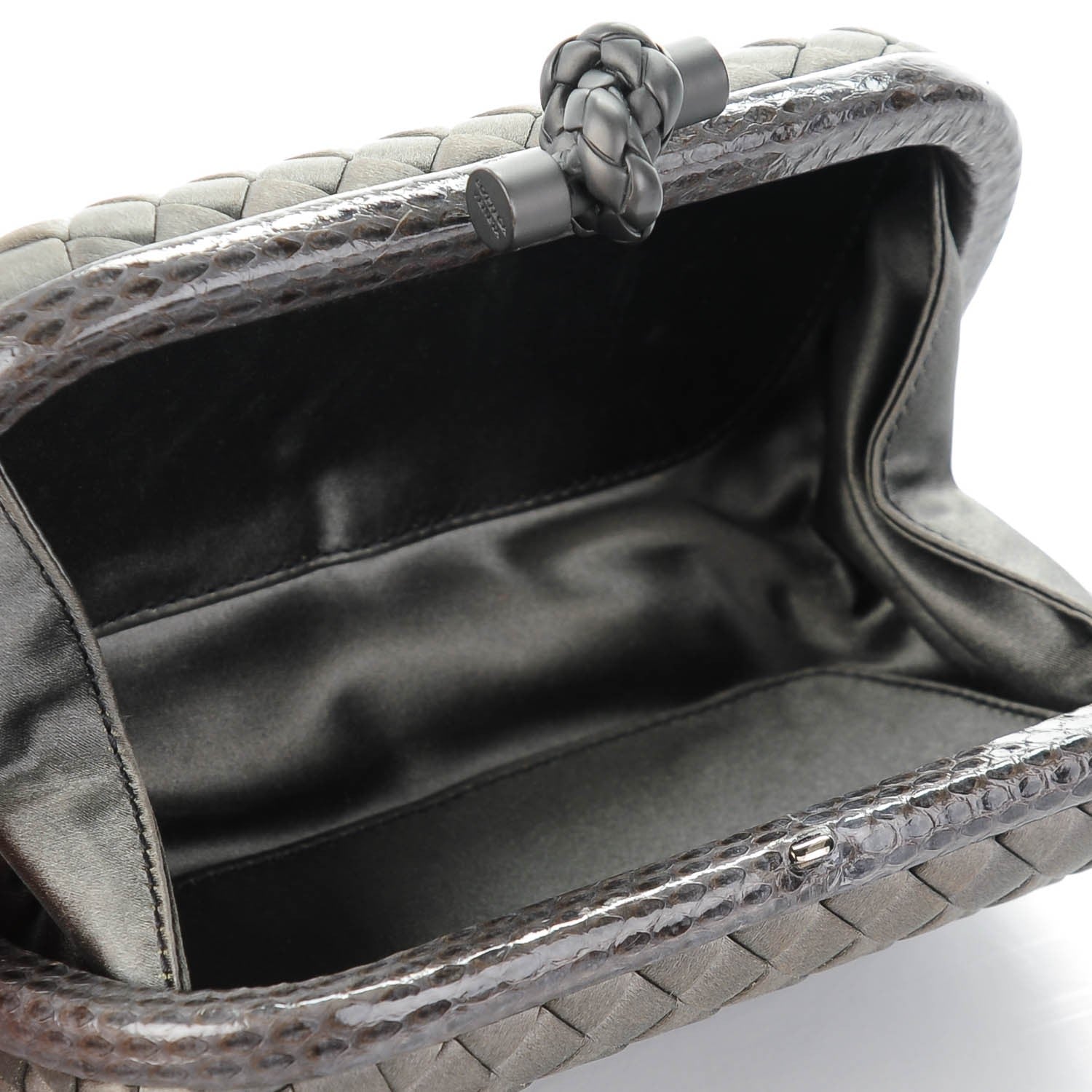 Bottega Veneta Satin Intreccio Impero Ayers Knot Clutch Ardoise 5 of 6