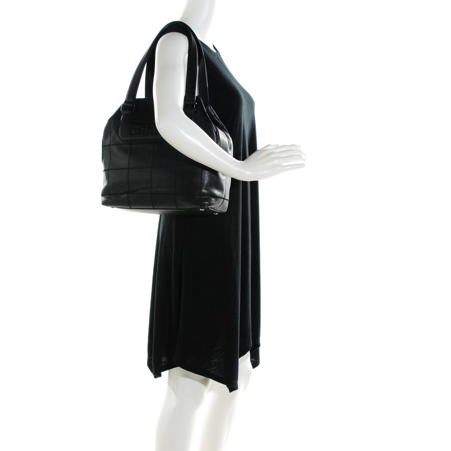 Caviar Square Stitched Tote Black