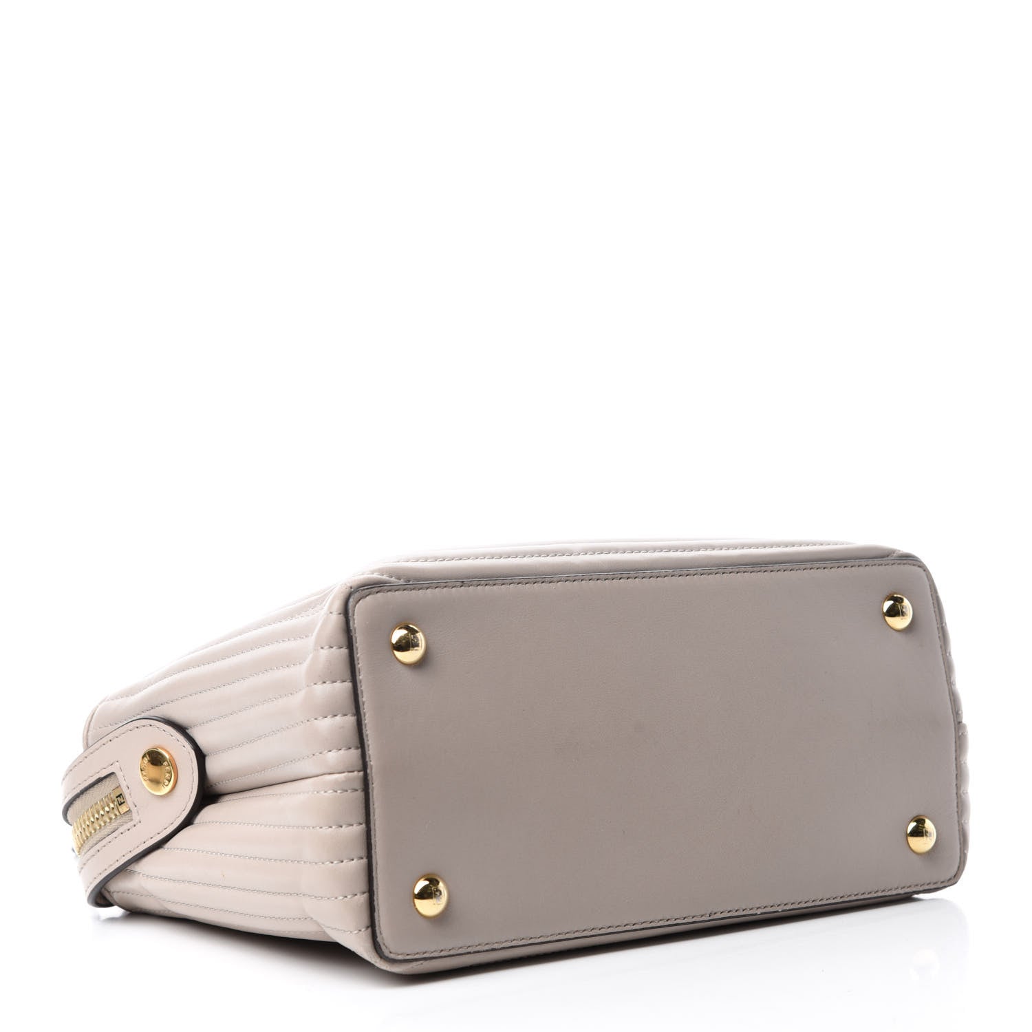 Fendi Shiny Nappa Trapuntata Chain Small DotCom Click Chain Satchel Grigio Polvere 4 of 11