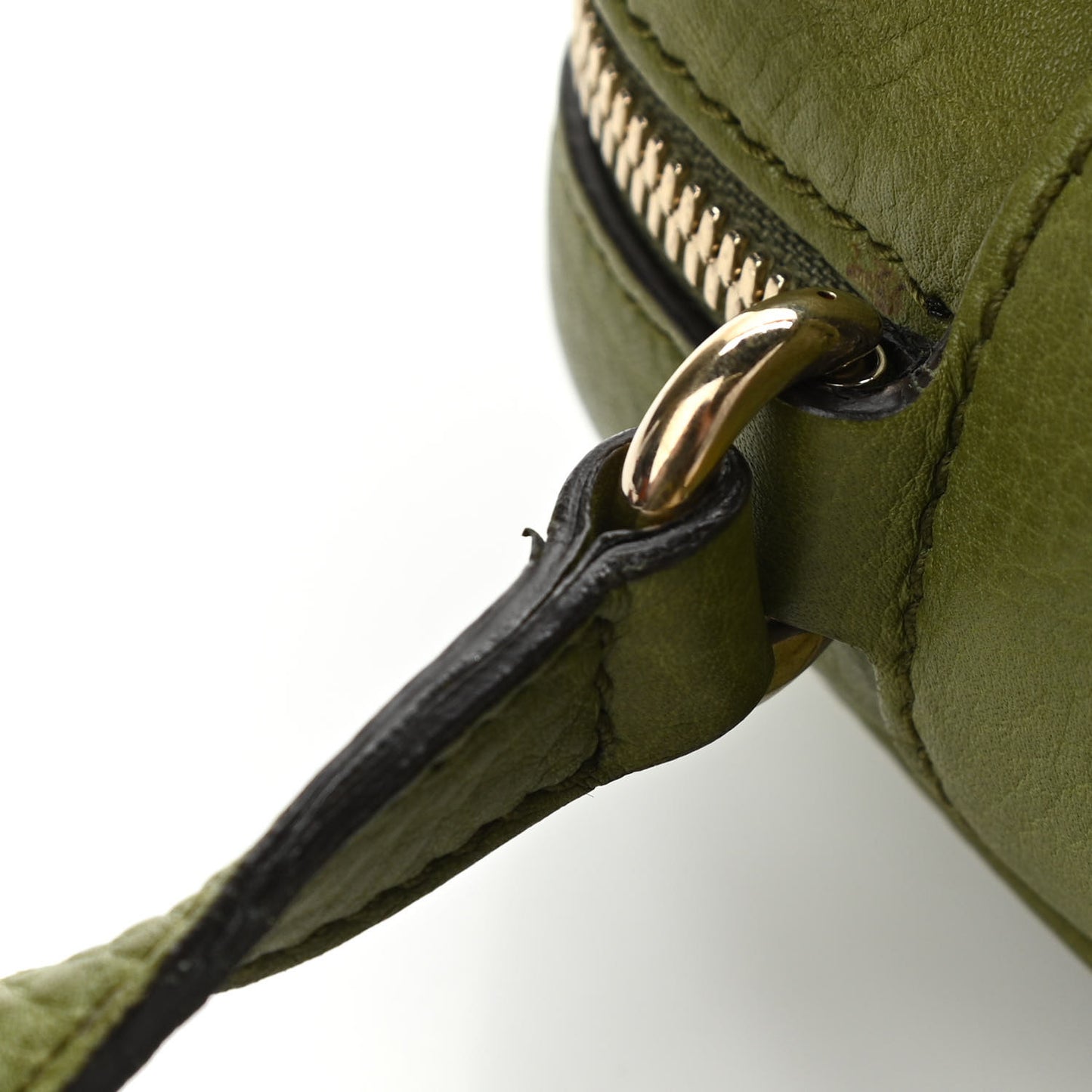 Pebbled Calfskin Small Soho Disco Bag Green