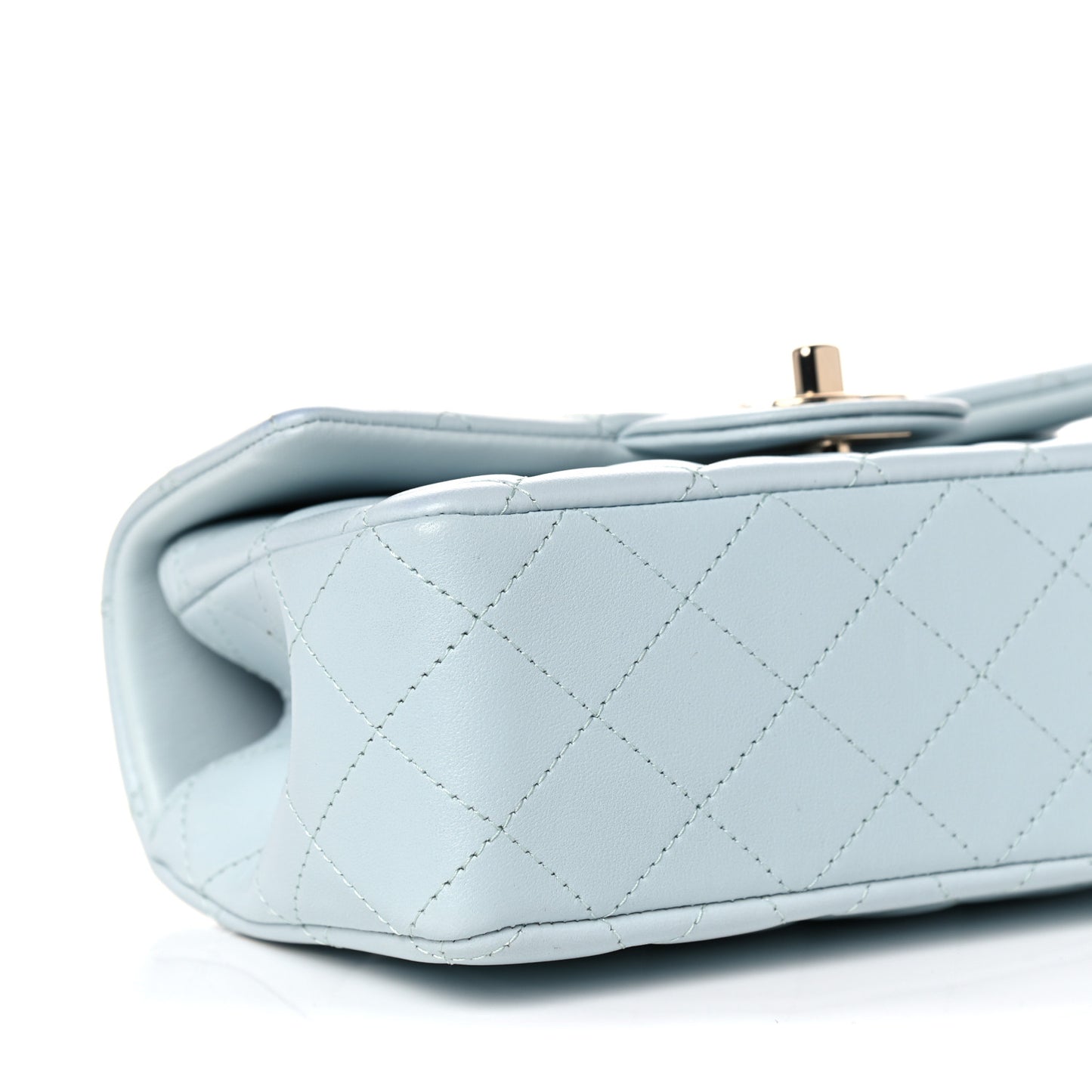 Lambskin Quilted Mini Top Handle Rectangular Flap Light Blue