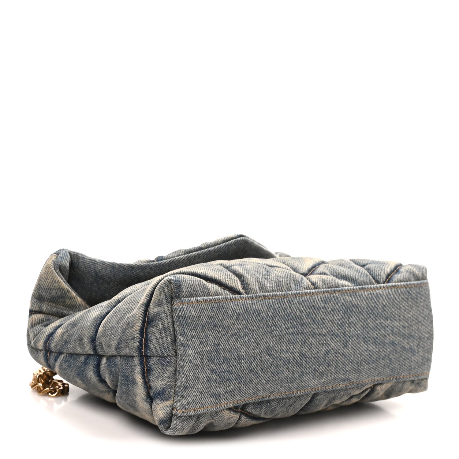 Saint Laurent Denim Quilted Toy Loulou Puffer Monogram Chain Satchel Blue Cinnamon 4 of 10