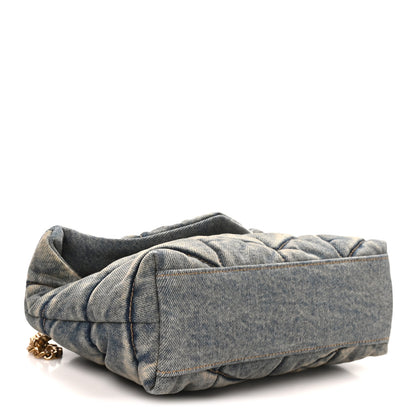 Saint Laurent Denim Quilted Toy Loulou Puffer Monogram Chain Satchel Blue Cinnamon 4 of 10