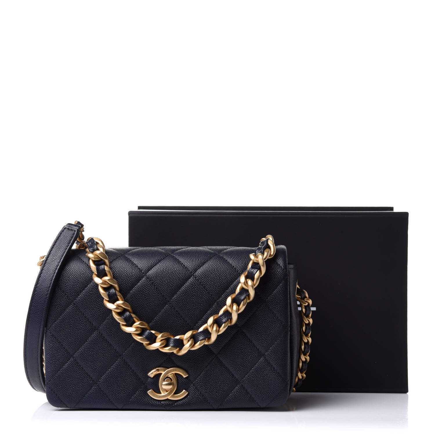 Chanel Caviar Quilted Small Fashion Therapy Flap Bag Navy Blue 14 of 14