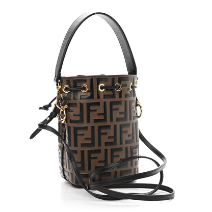 Fendi Vitello Liberty F is Fendi Bi-Color FF 1974 Embossed Mini Mon Tresor Bucket Bag Maya Black 3 of 12