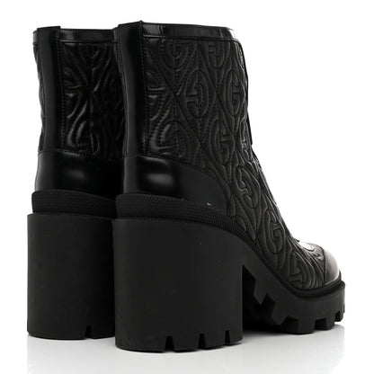 Gucci Calfskin Nappa Rhombus Quilted Trip Ankle Boots 39 Black 4 of 9
