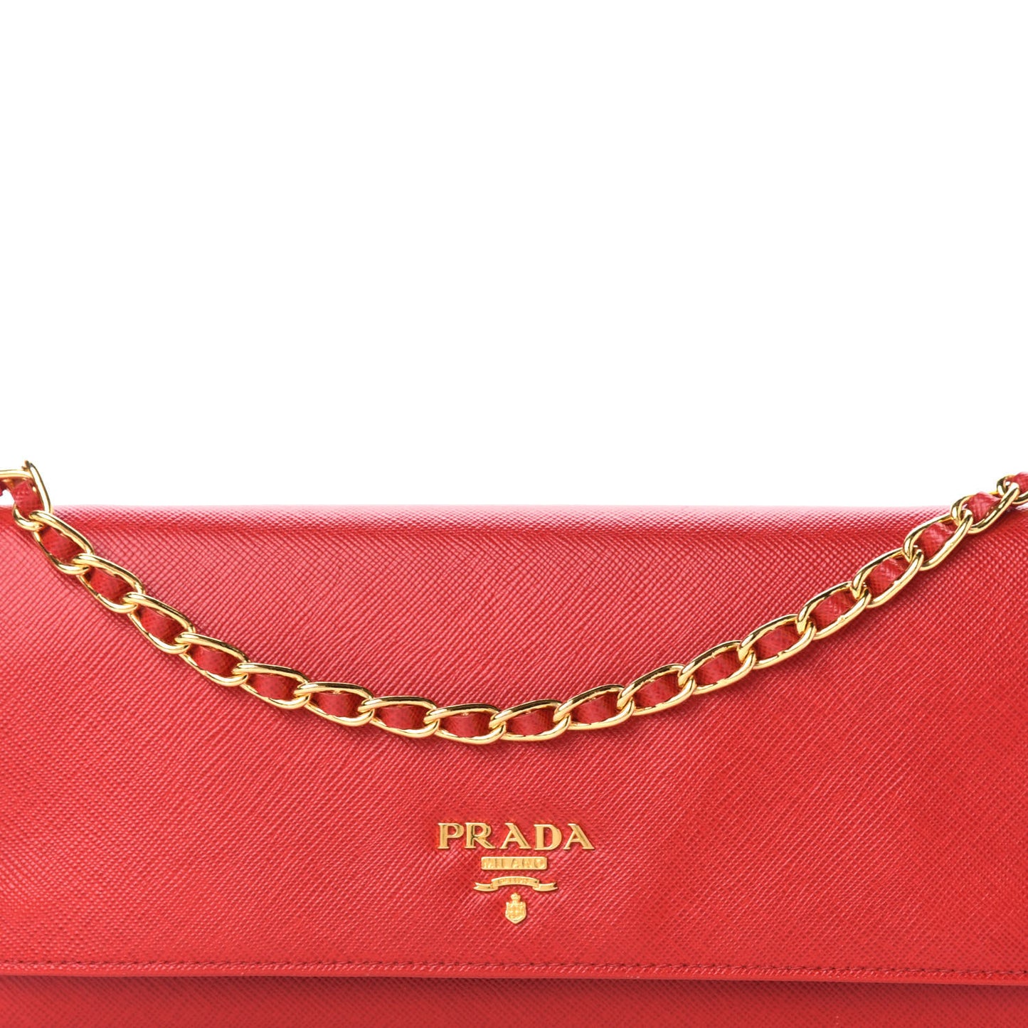 Saffiano Metal Oro Chain Wallet Fuoco