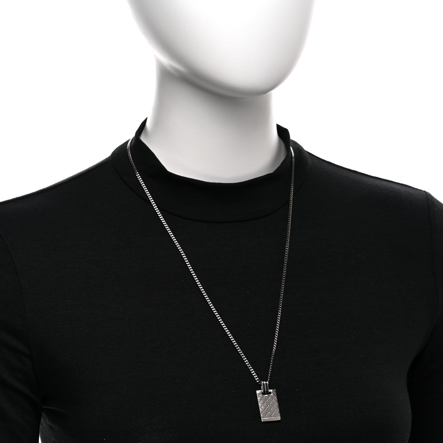 Gucci Sterling Silver Enamel Diamantissima Pendant Necklace Black 2 of 5
