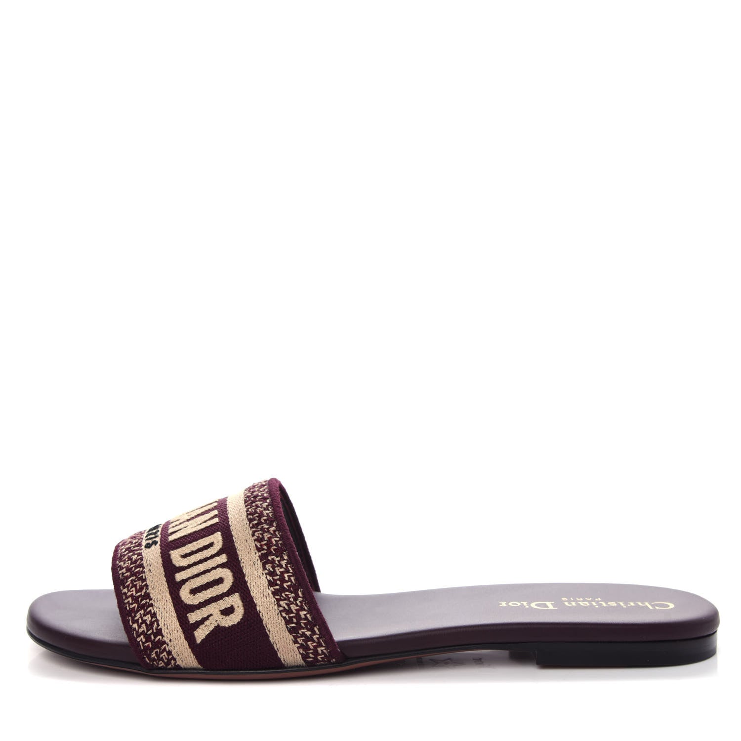 Christian Dior Canvas Embroidered Dway Mules Slide Sandals 38.5 Burgundy 1 of 11