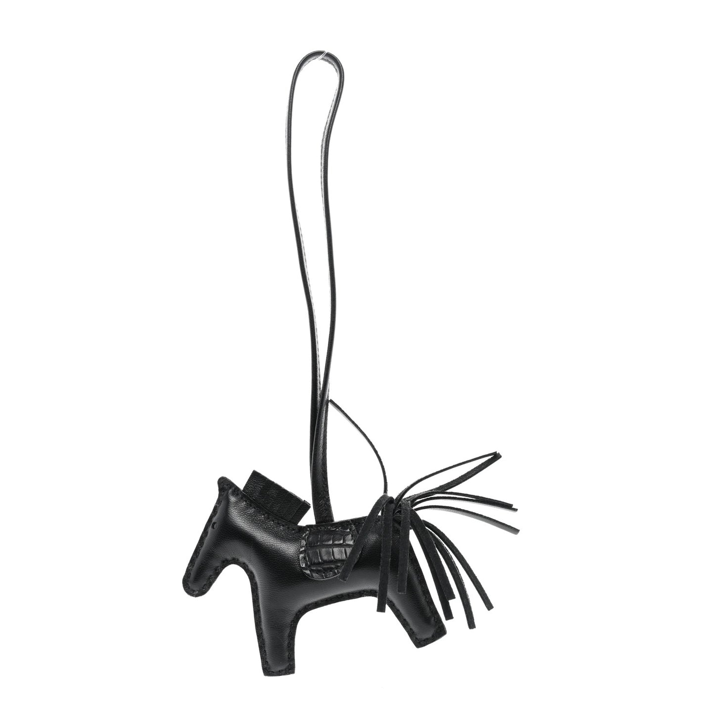 Milo Lambskin Matte Alligator Touch Grigri Rodeo Horse Bag Charm PM So Black