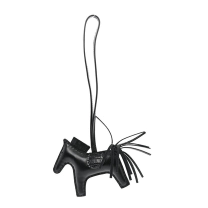 Hermes Milo Lambskin Matte Alligator Touch Grigri Rodeo Horse Bag Charm PM So Black 1 of 5