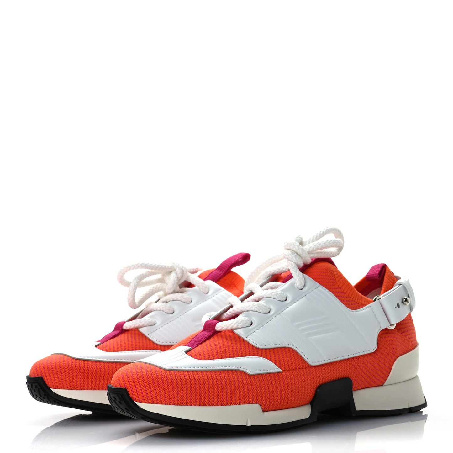 Calfskin Womens Athlete Sneakers 36.5 Orange Multicolor